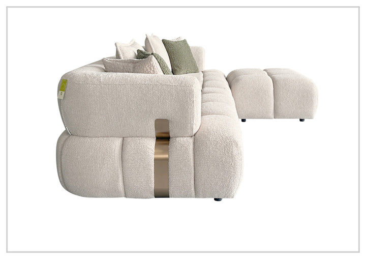 Valenza Square Arms Sectional Sofa with Chaise | Ivory Fabric | Klaussner-Jennihome