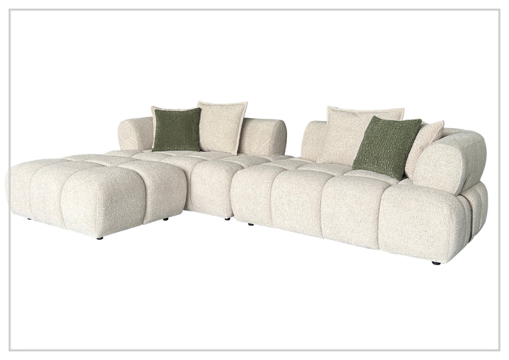 Valenza Square Arms Sectional Sofa with Chaise | Ivory Fabric | Klaussner-Jennihome