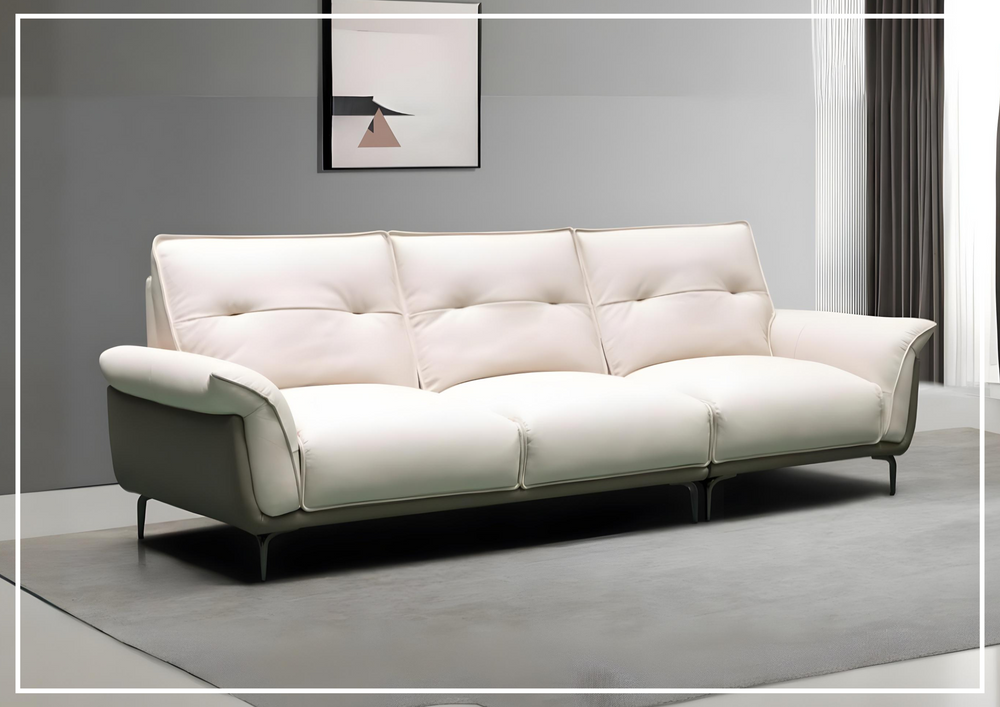 Klaussner Viana 3-seater Leather Sofa with Cushion Seat and Tufted Back-Jennihome