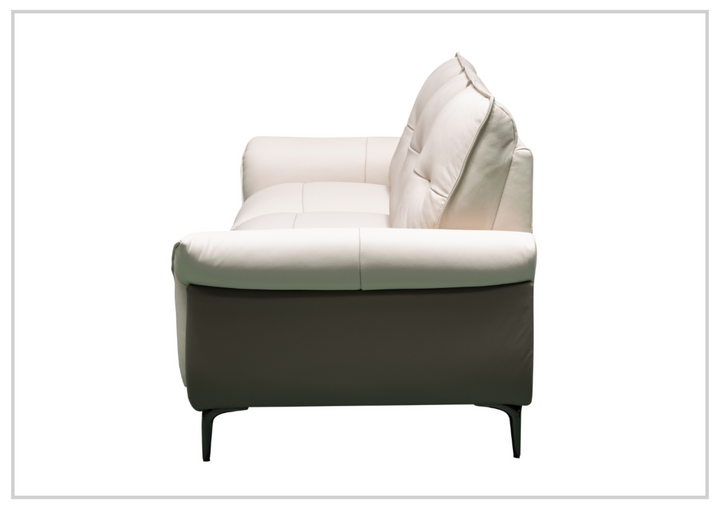 Klaussner Viana Leather Ivory Accent Chair with Feather-filled back cushion-Jennihome