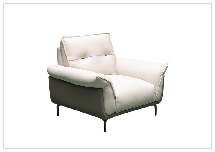 Klaussner Viana Leather Ivory Accent Chair with Feather-filled back cushion-Jennihome