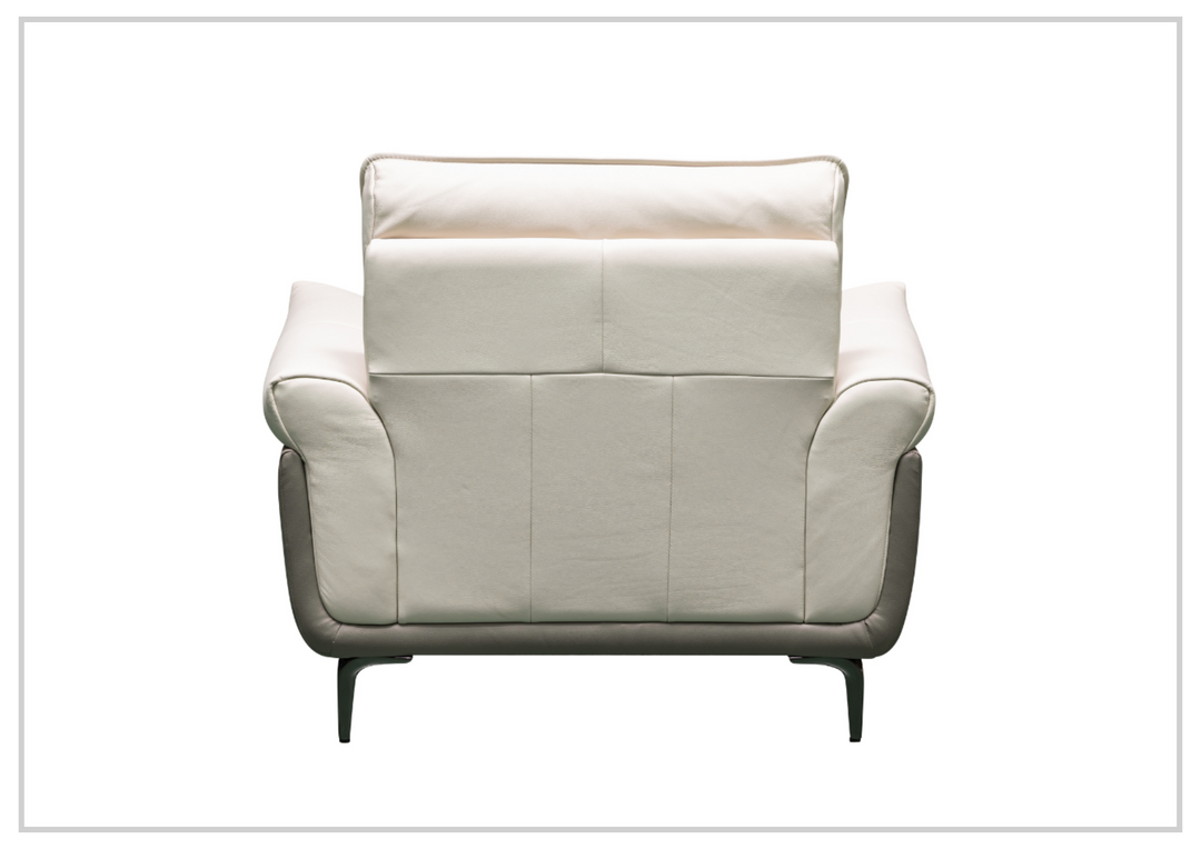 Klaussner Viana Leather Ivory Accent Chair with Feather-filled back cushion-Jennihome