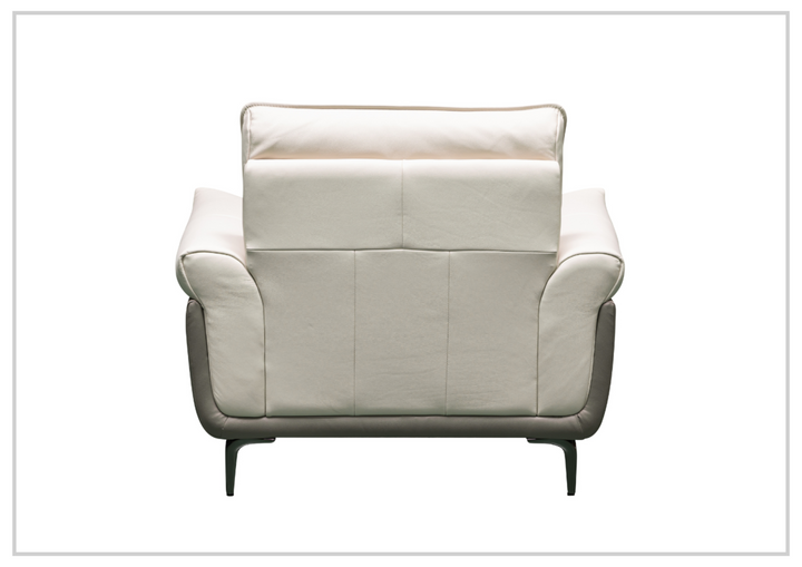Klaussner Viana Leather Ivory Accent Chair with Feather-filled back cushion-Jennihome