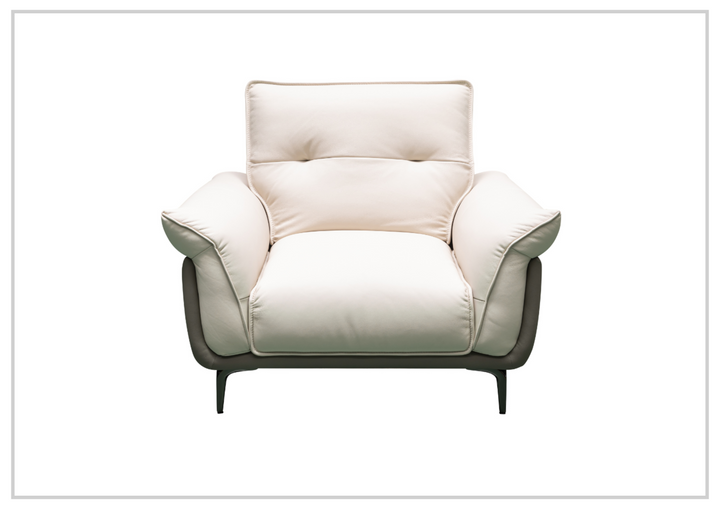 Klaussner Viana Leather Ivory Accent Chair with Feather-filled back cushion-Jennihome