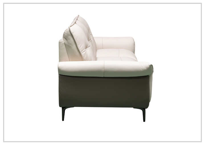 Klaussner Viana Leather Ivory Accent Chair with Feather-filled back cushion-Jennihome