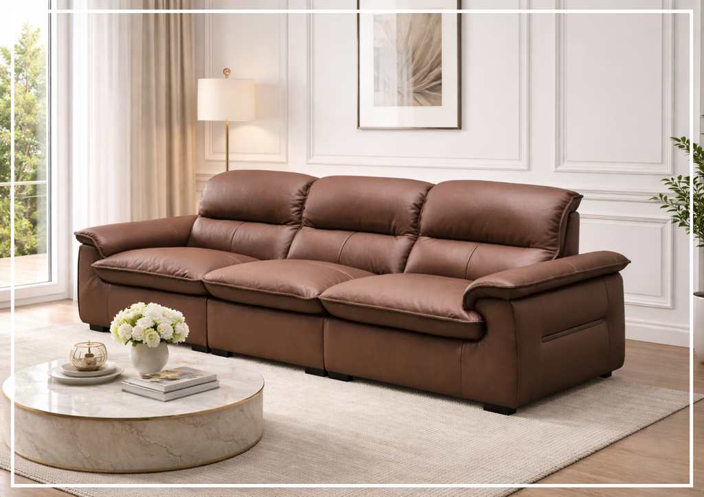 Vionetta Leather Sofa | Dark Brown | S-Spring Seats | Klaussner