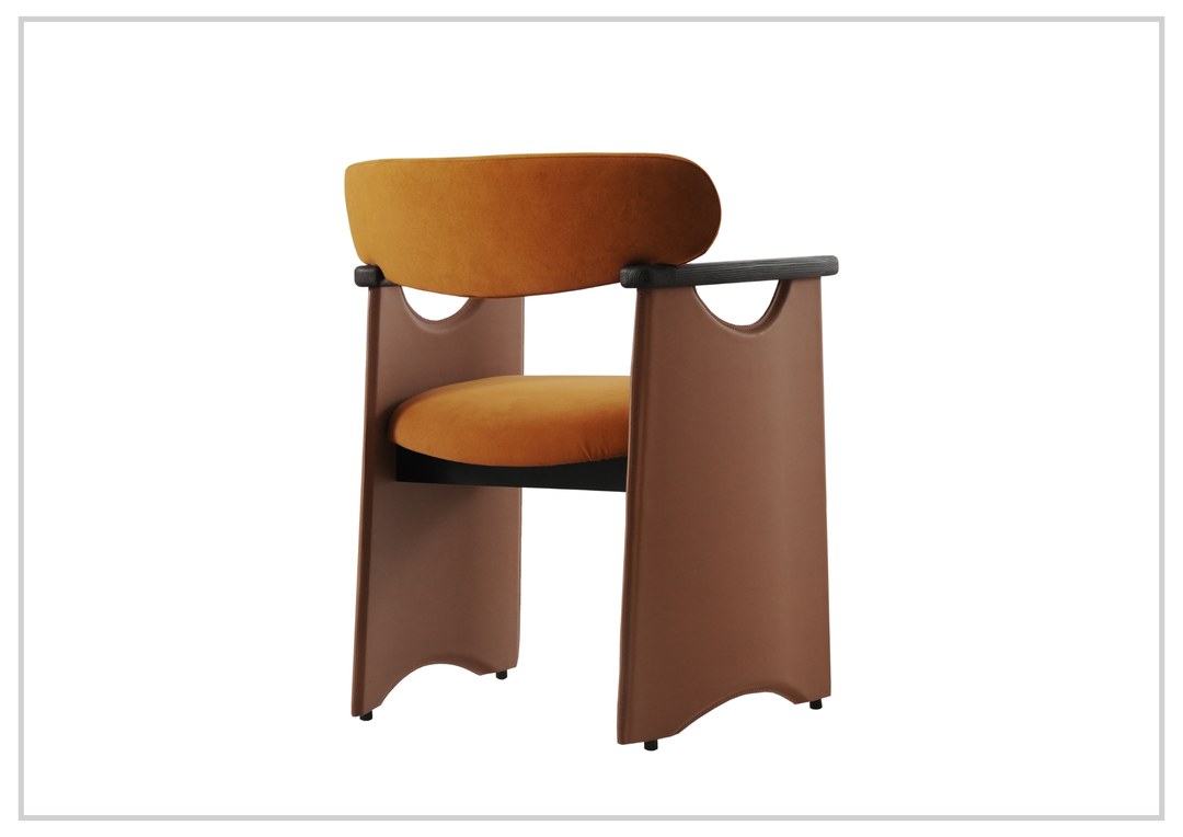 Visione Arm Dining Chair | Orange | Leather | Metal Legs | Klaussner-jennihome