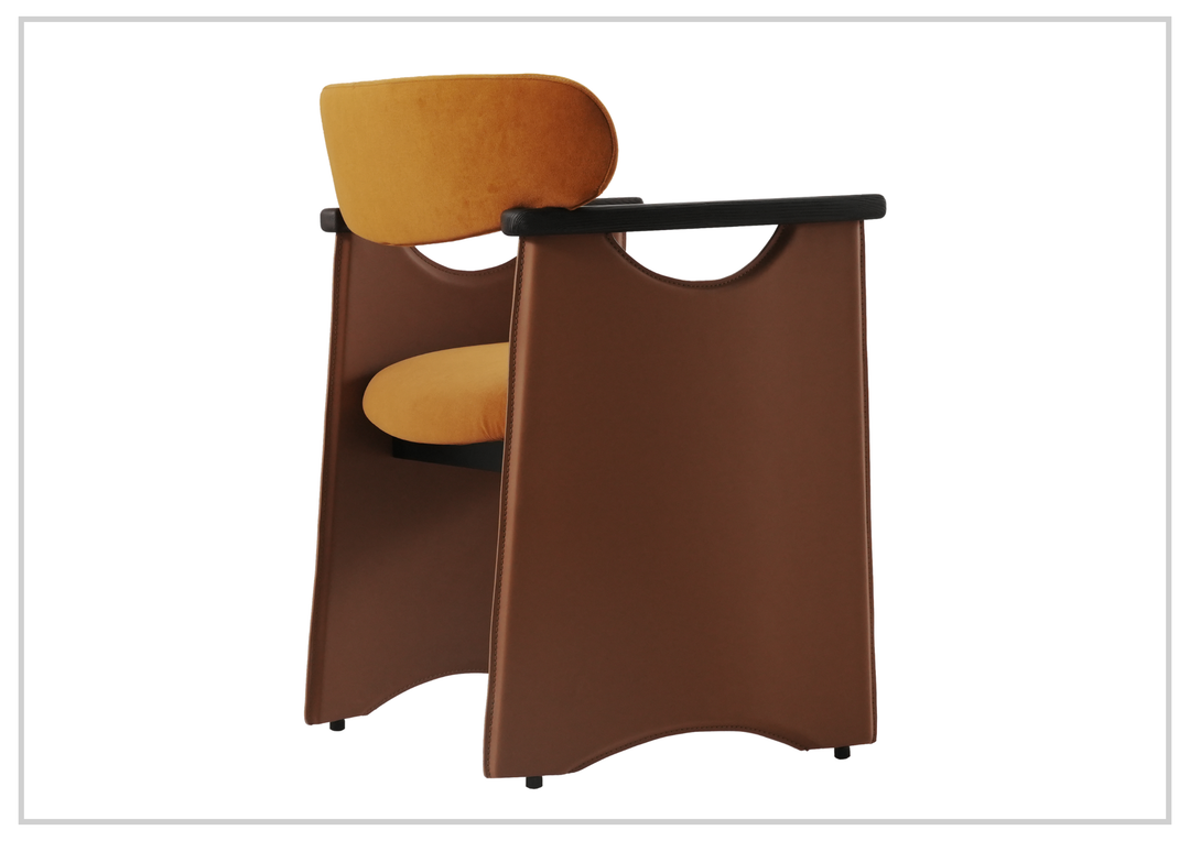 Visione Arm Dining Chair | Orange | Leather | Metal Legs | Klaussner-jennihome
