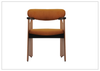 Visione Arm Dining Chair | Orange | Leather | Metal Legs | Klaussner-jennihome