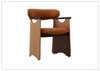 Visione Arm Dining Chair | Orange | Leather | Metal Legs | Klaussner-jennihome