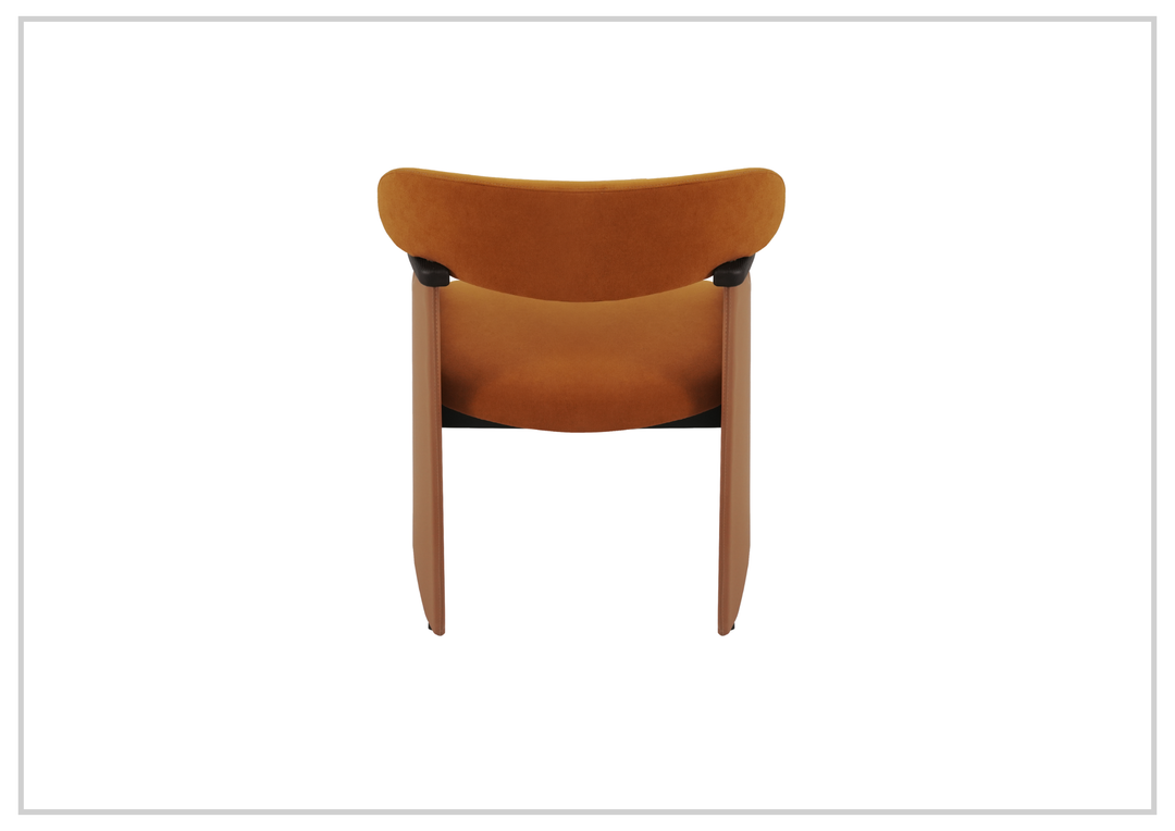 Visione Arm Dining Chair | Orange | Leather | Metal Legs | Klaussner-jennihome