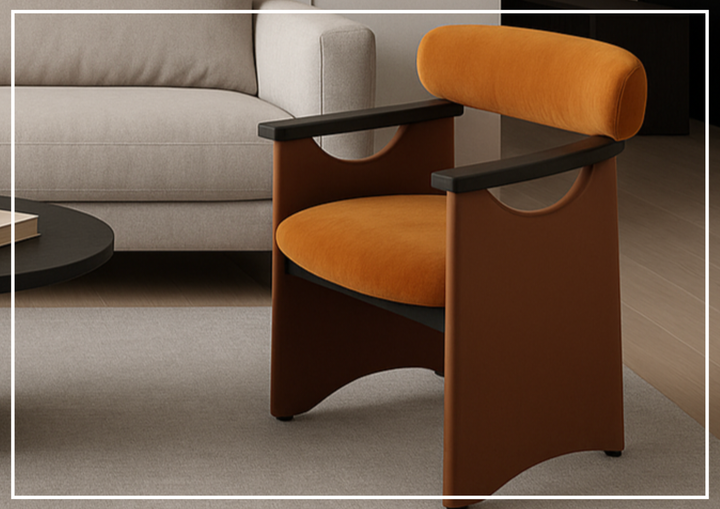 Visione Arm Dining Chair | Orange | Leather | Metal Legs | Klaussner-jennihome