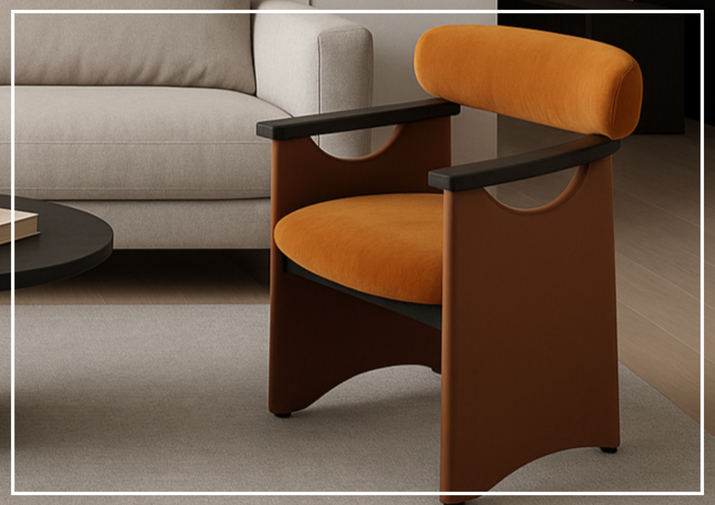 Visione Arm Dining Chair | Orange | Leather | Metal Legs | Klaussner-jennihome