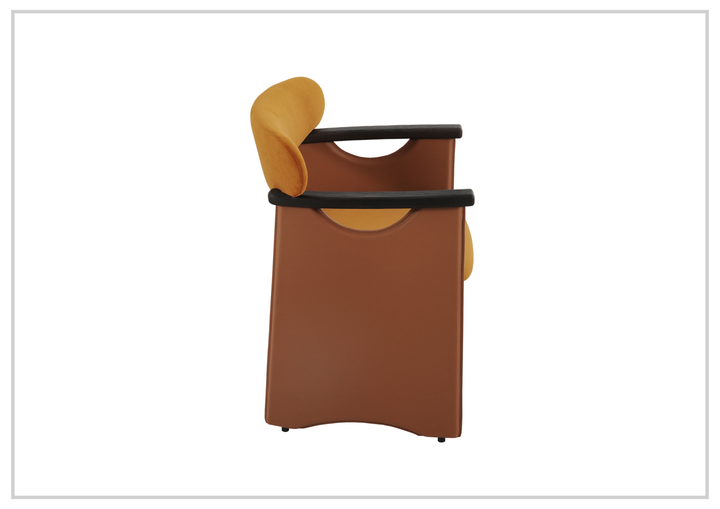 Visione Arm Dining Chair | Orange | Leather | Metal Legs | Klaussner