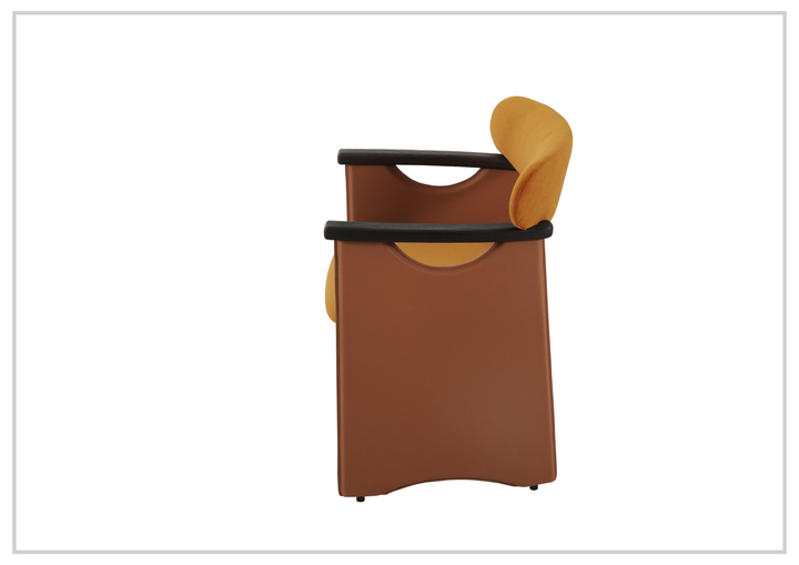 Visione Arm Dining Chair | Orange | Leather | Metal Legs | Klaussner