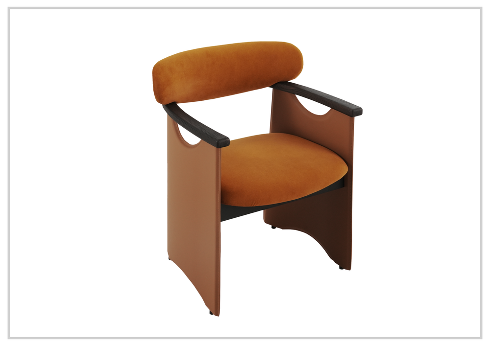 Visione Arm Dining Chair | Orange | Leather | Metal Legs | Klaussner-jennihome