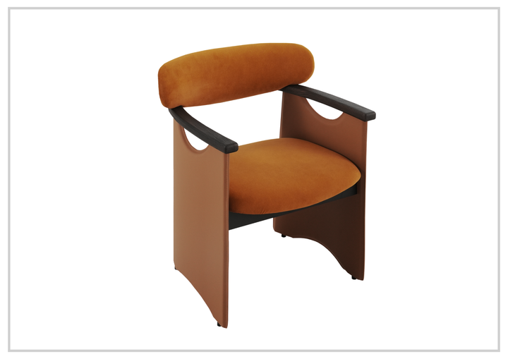 Visione Arm Dining Chair | Orange | Leather | Metal Legs | Klaussner-jennihome