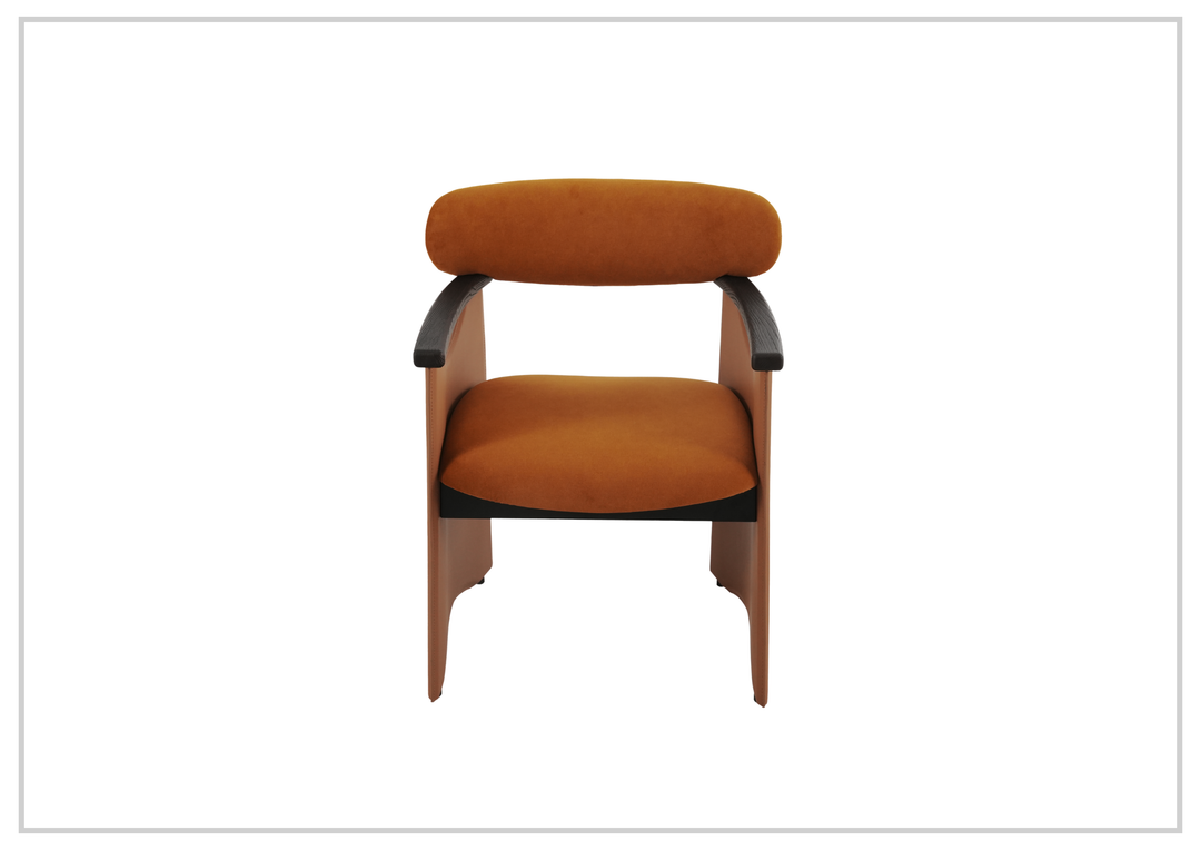 Visione Arm Dining Chair | Orange | Leather | Metal Legs | Klaussner-jennihome