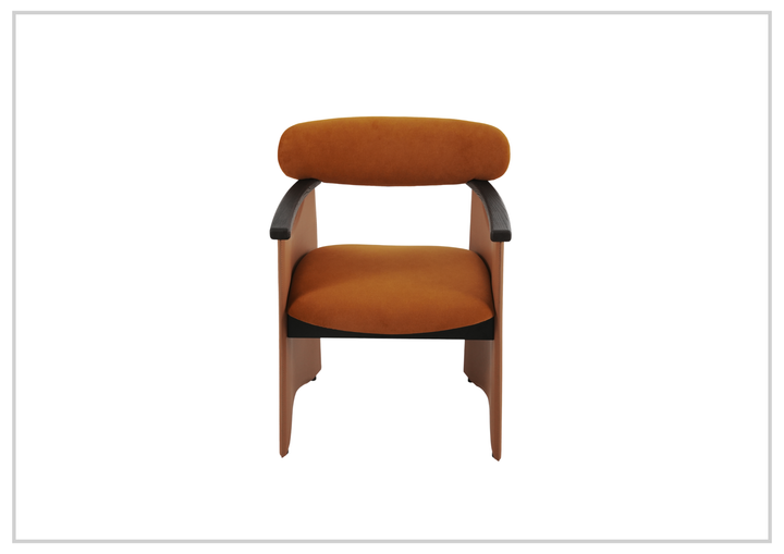 Visione Arm Dining Chair | Orange | Leather | Metal Legs | Klaussner-jennihome