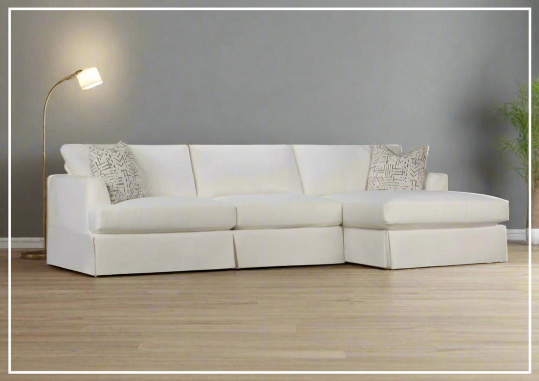 Klaussner Brixon Slipcover Fabric Sectional Sofa with Track Arms-Jennihome