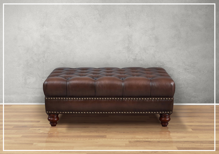 Hydeline Alton Bay Leather Sectional Sofa With Nail-Head Finish