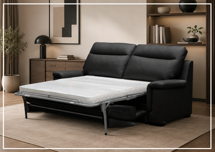 Delano Queen Sleeper Sofa | Leather | Padded Arms | Klaussner