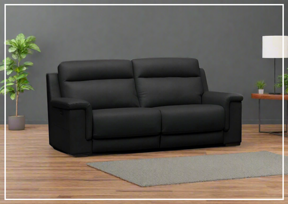 Klaussner Delano Black Power Recliner Sofa With USB Port-Jennihome