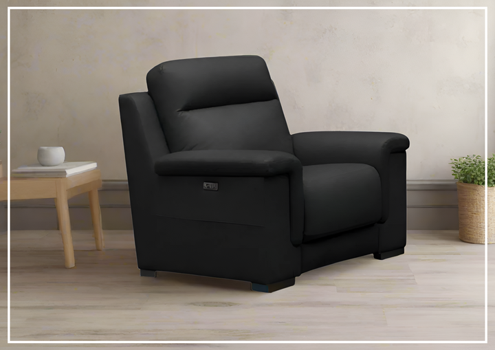 Klaussner Delano Power Recliner Chair in Black with USB Port-Jennihome