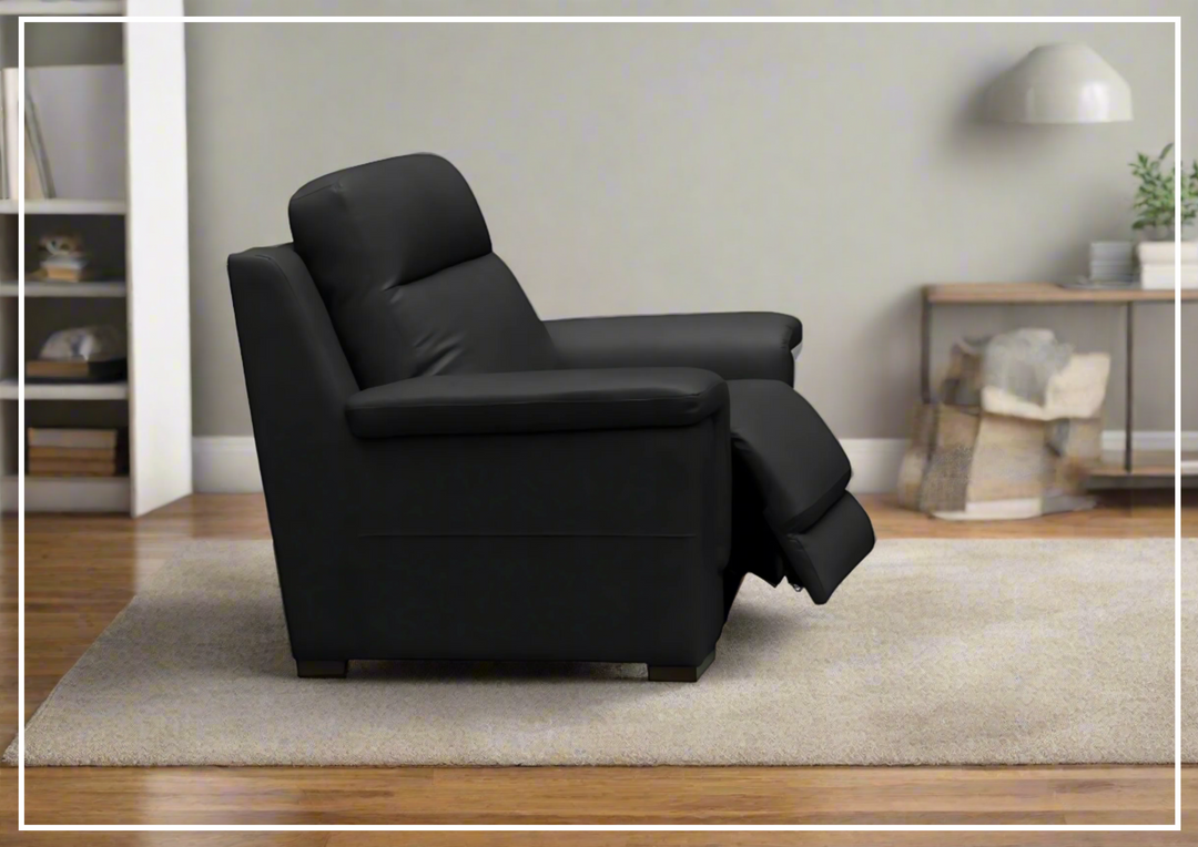 Klaussner Delano Power Recliner Chair in Black with USB Port-Jennihome