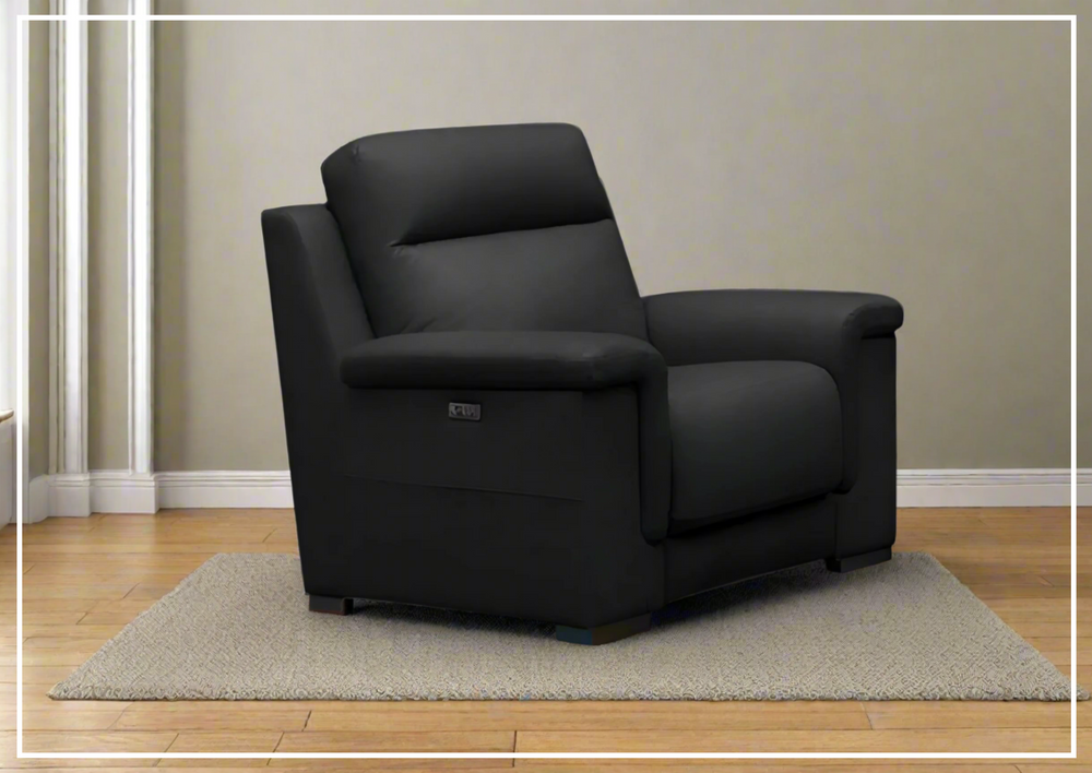 Klaussner Delano Power Recliner Chair in Black with USB Port-Jennihome