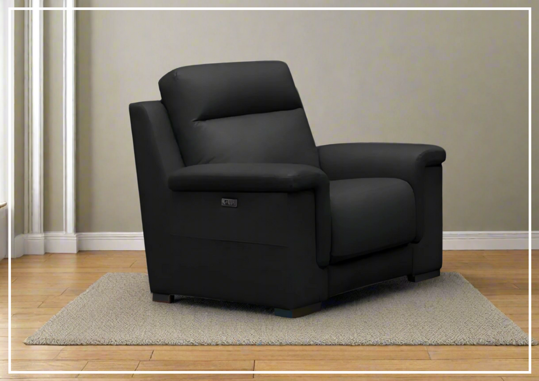 Klaussner Delano Power Recliner Chair in Black with USB Port-Jennihome