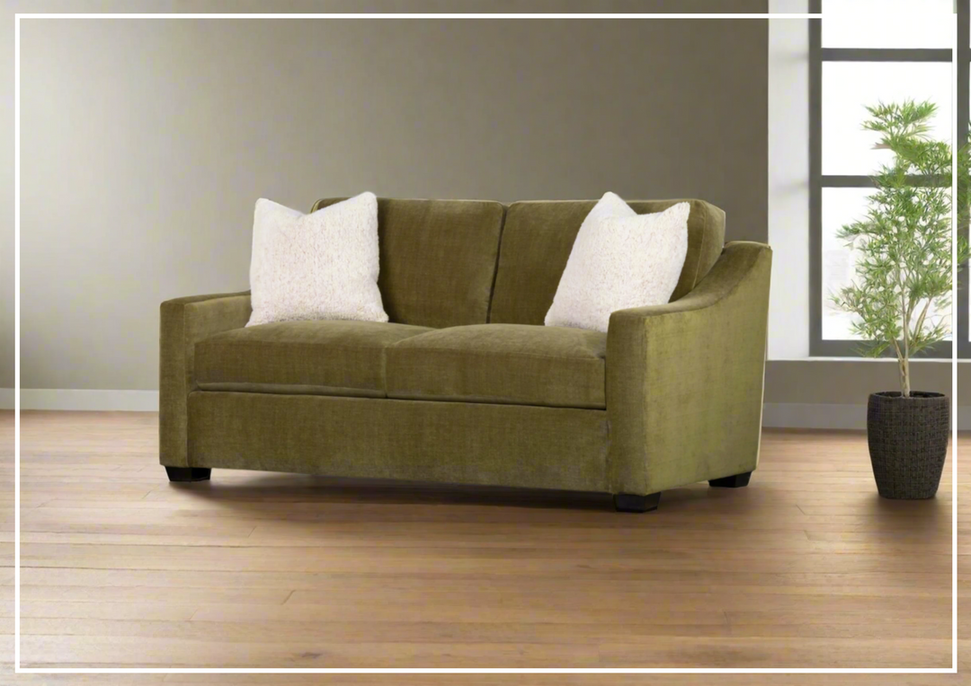 Klaussner Kavon Fabric Sofa with Slope Arms in Olive Green-Jennihome