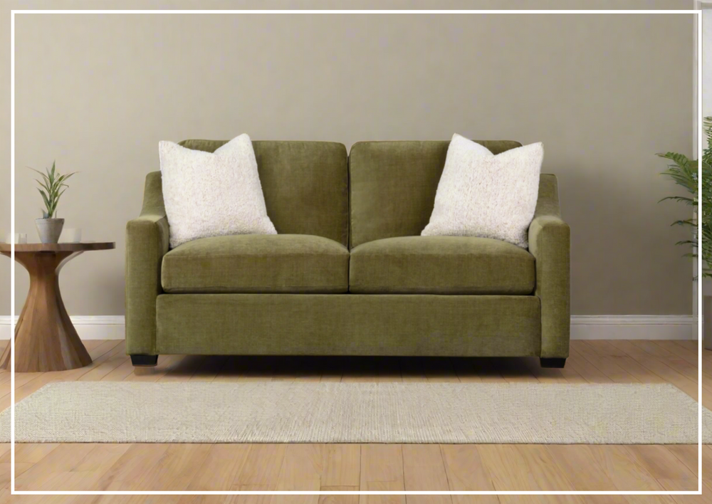 Klaussner Kavon Fabric Sofa with Slope Arms in Olive Green-Jennihome