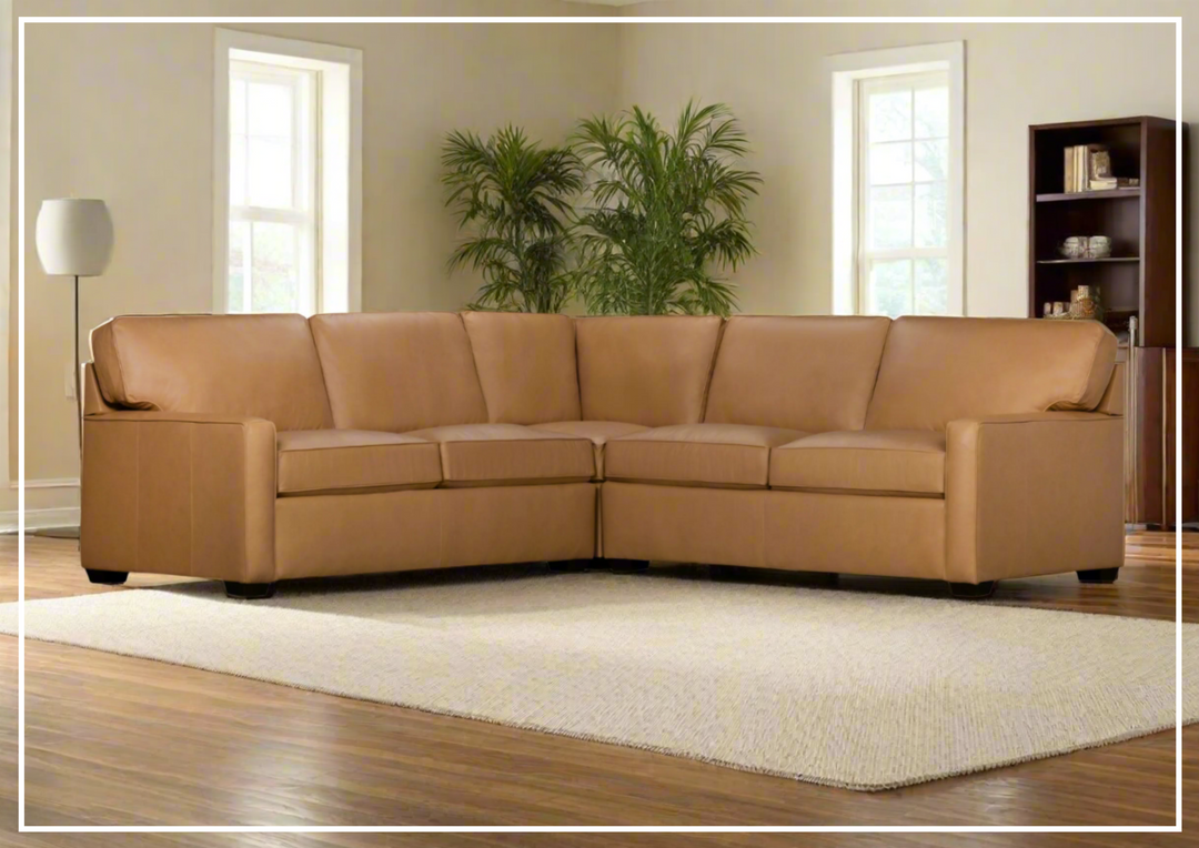 Klaussner Kenton L-Shape  Leather Sofa in Brown-Jennihome