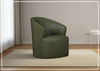Klaussner Luna Leather Green Swivel Chair with Ultraluxe Cushion-Jennihome