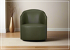 Klaussner Luna Leather Green Swivel Chair with Ultraluxe Cushion-Jennihome
