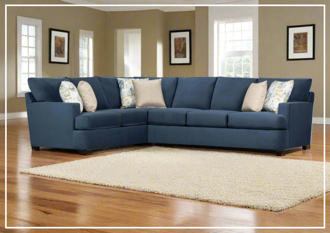 Klaussner Orion 2-Piece L-Shaped Fabric Sectional Sofa in Blue-Jennihome