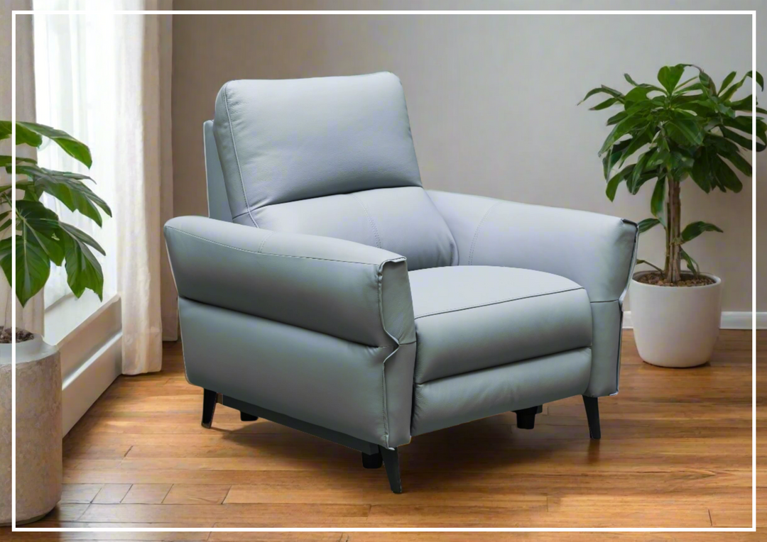 Klaussner Serenita Leather Blue Power Reclining Chair-Jennihome