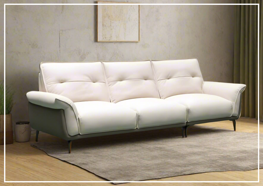 Klaussner Viana 3-seater Leather Sofa with Cushion Seat and Tufted Back-Jennihome