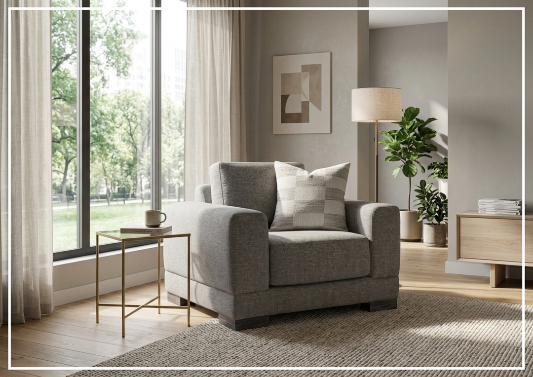 Lars Fabric Arm Chair | Wide Track Arms | Box-Edge Back Pillow | Bernhardt-Jennihome