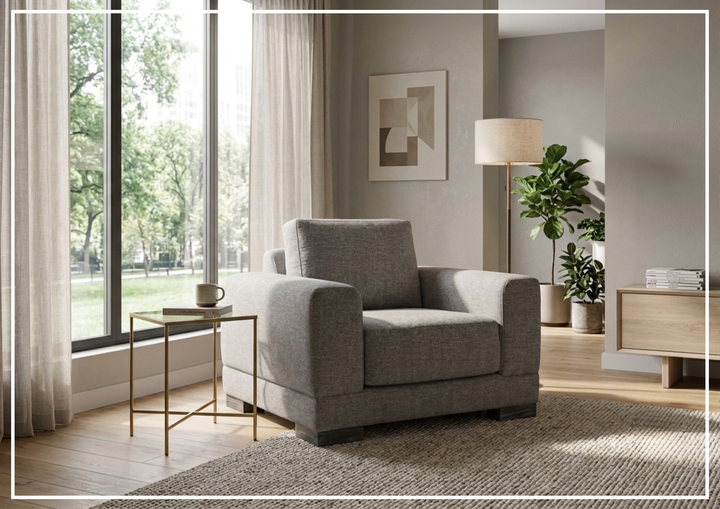 Lars Fabric Arm Chair | Wide Track Arms | Box-Edge Back Pillow | Bernhardt-Jennihome