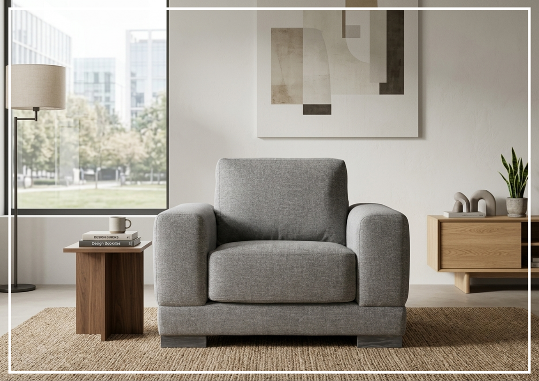 Lars Fabric Arm Chair | Wide Track Arms | Box-Edge Back Pillow | Bernhardt-Jennihome