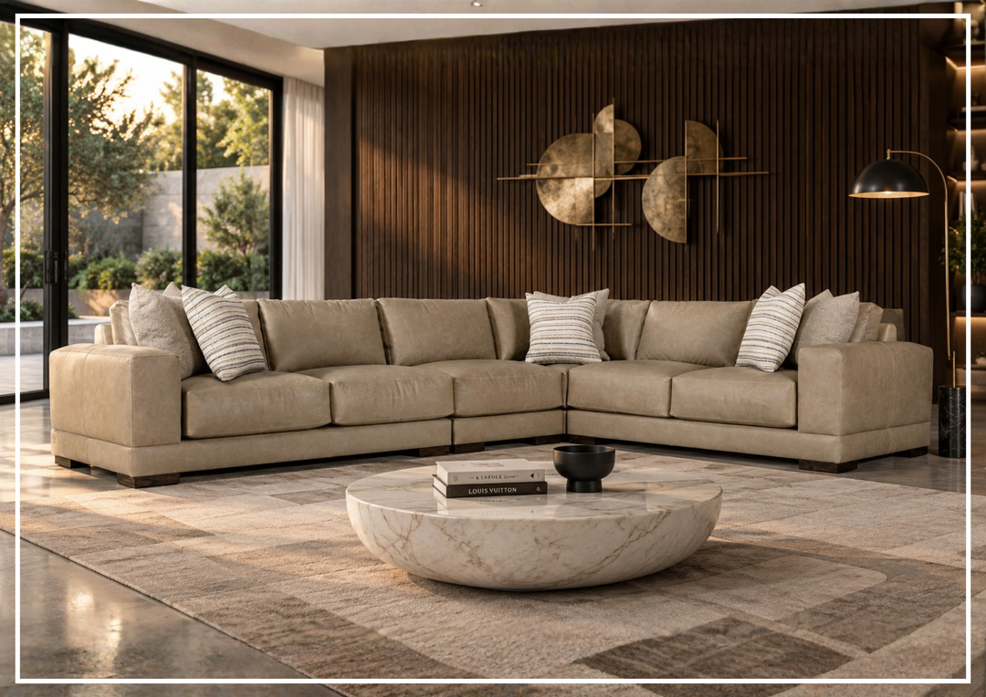 Lars Leather Sectional | Throw Pillows | Bernhardt-Jennihome 