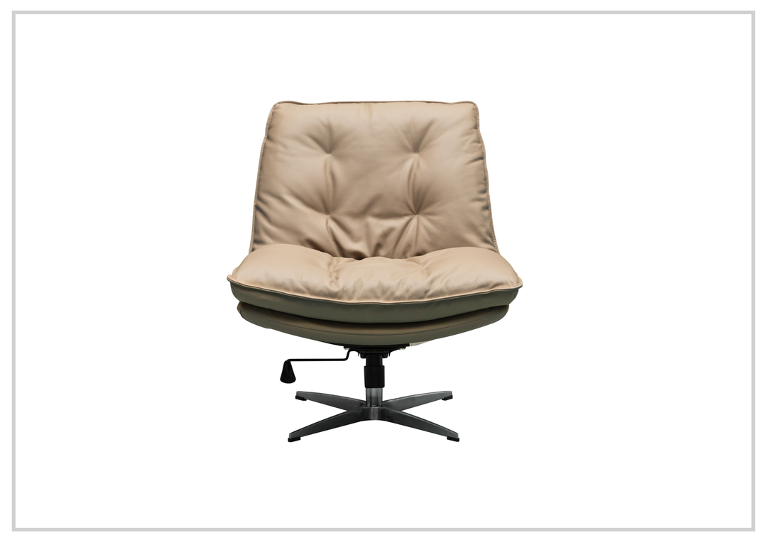 Lenvoro Swivel Chair | Leather In Beige | Klaussner - Jenniihome