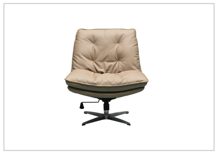 Lenvoro Swivel Chair | Leather In Beige | Klaussner - Jenniihome