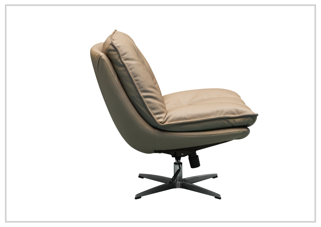 Lenvoro Swivel Chair | Leather In Beige | Klaussner - Jenniihome