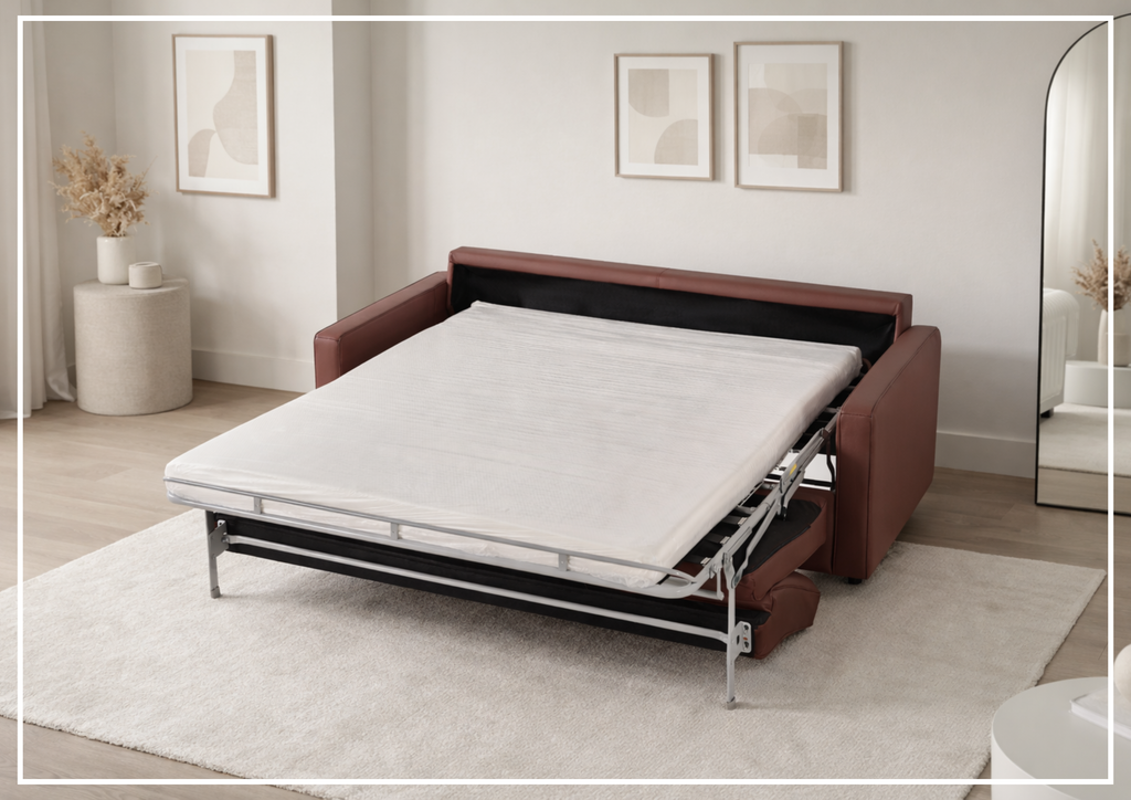 Klaussner Leon Queen Leather Sleeper Sofa With Easy Open Mechanism