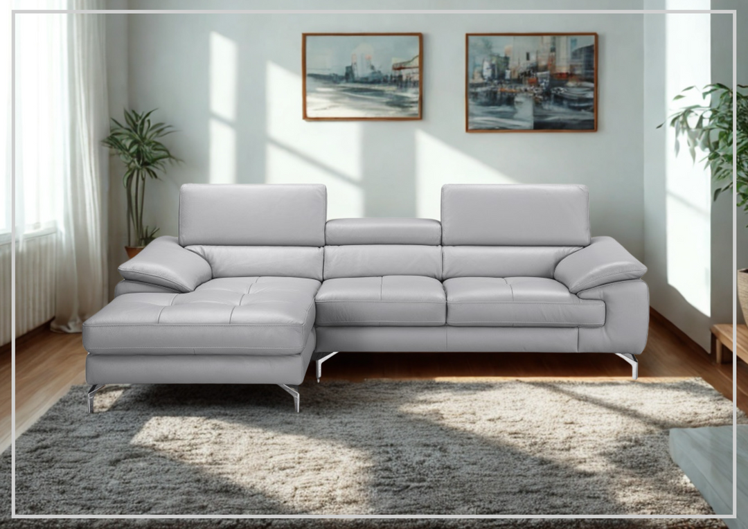 Gio Italia Lexus 3-Seater Premium Leather Sectional Sofa With Chaise-Jennihome