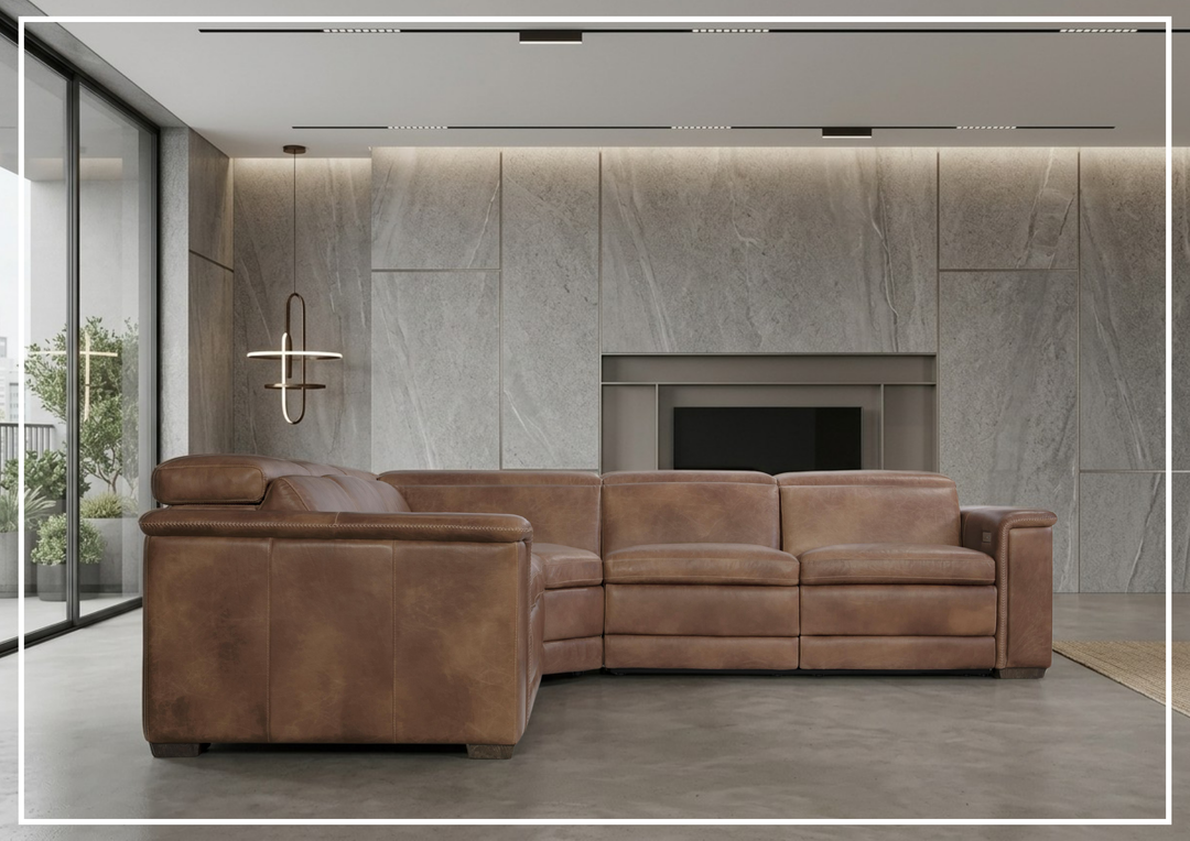 Lioni Leather Power Motion Sectional | Power Footrest | USB Port | Bernhardt-Jennihome