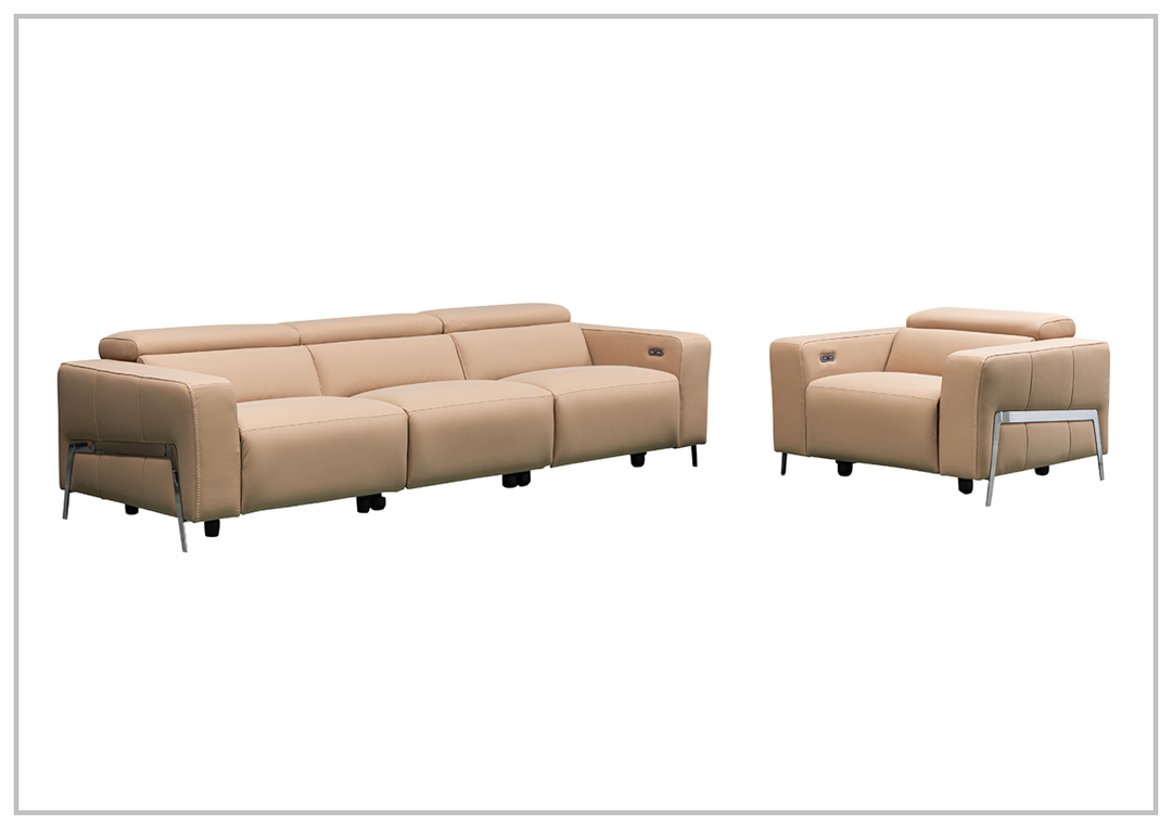 Luca 3-Seater Power Reclining Sofa in Camel with Adjustable Headrest and Footrest - jennihome